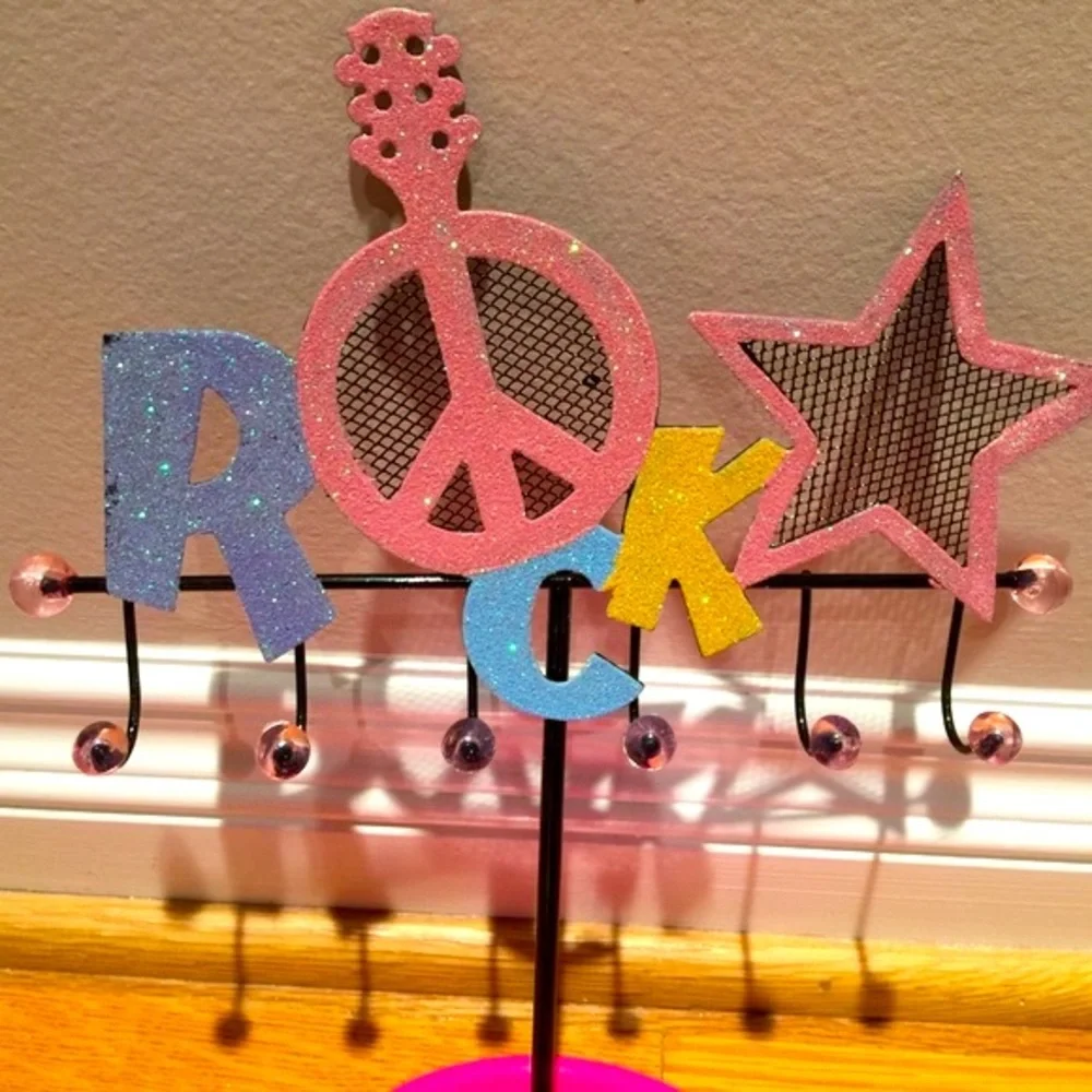 Glittered “ROCK” Jewelry Stand